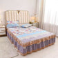 Lace Bed Skirt Three-piece Bedding Unilateral Non-slip Bedspread Korean Version of Solid Color Bed Sheet