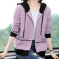 Women's Autumn Knitted Cardigan Coats Female Spring Versatile Long Sleeved Zipper Tops Large Size Solid Color Hooded Sweater