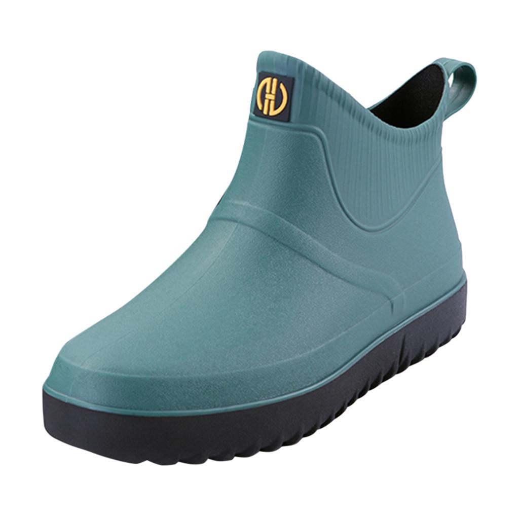 About1988 Men Fashion Casual Outdoor Waterproof Short Ankle Rain Boots Slip On Water Shoes