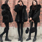 Women's Solid Color Hooded Down Jacket Regular Korean Loose Thick Coat Warm Cotton Coat Large Leather Collar Winter Coat Quilted Coat