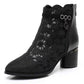 Sandals Women's Mesh Cool Boots All-match Hollow Rhinestone Breathable Thick-heeled Ankle Boots Women's Black High-heeled Boots