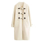 Retro Horn Button Woolen Coat Women's Mid-length 2021 Autumn and Winter Korean Style Thick Woolen Coat
