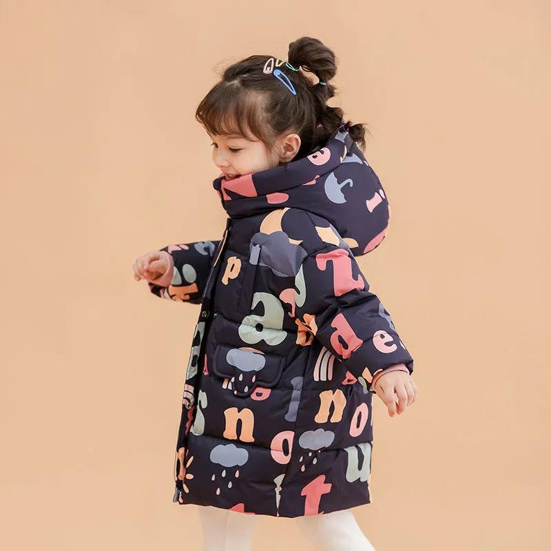 White Duck Down Children's Down Jacket Mid-length Girl Children's Jacket Winter