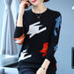 Autumn and Winter Ladies Printed Sweater Round Neck Long-sleeved Sweater High-end Western Style Bottoming Shirt
