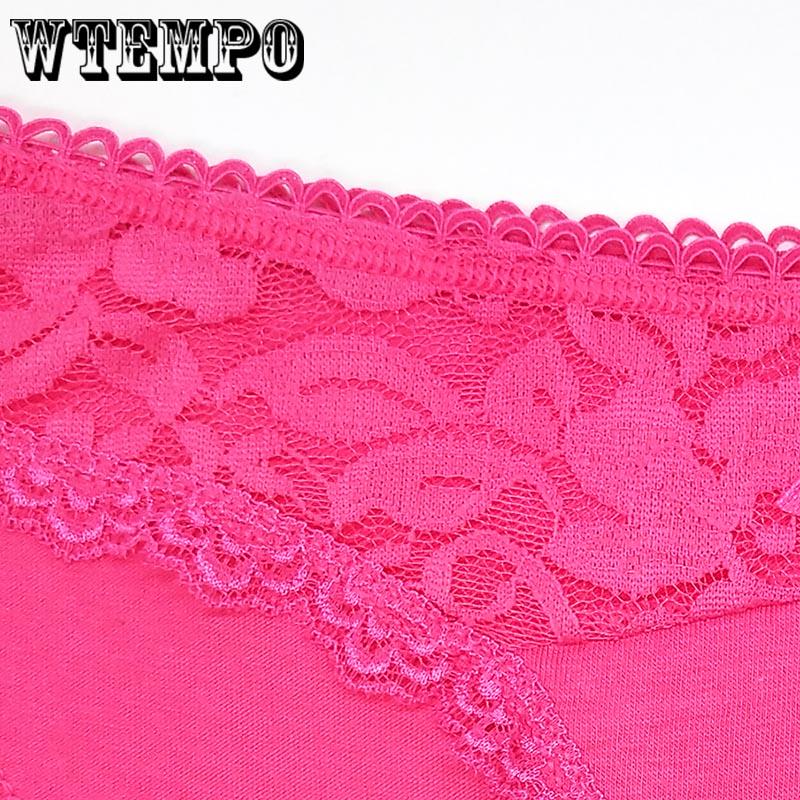 WTEMPO 6 Pcs/Lot Lace Panties Briefs Lingerie Underwear Women Floral Female Ladies Girls Cotton