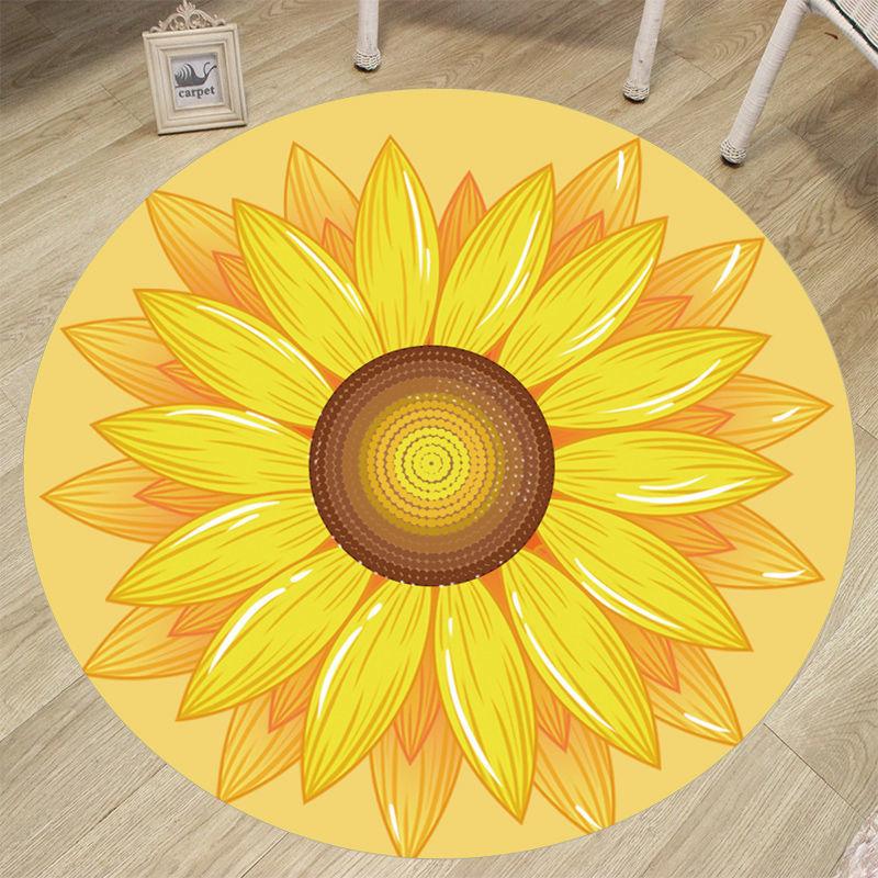 3D printed Round Carpet for Living Room Carpet Bedroom Bedside Thickened Round Floor Mats Non-slip Floor Mats