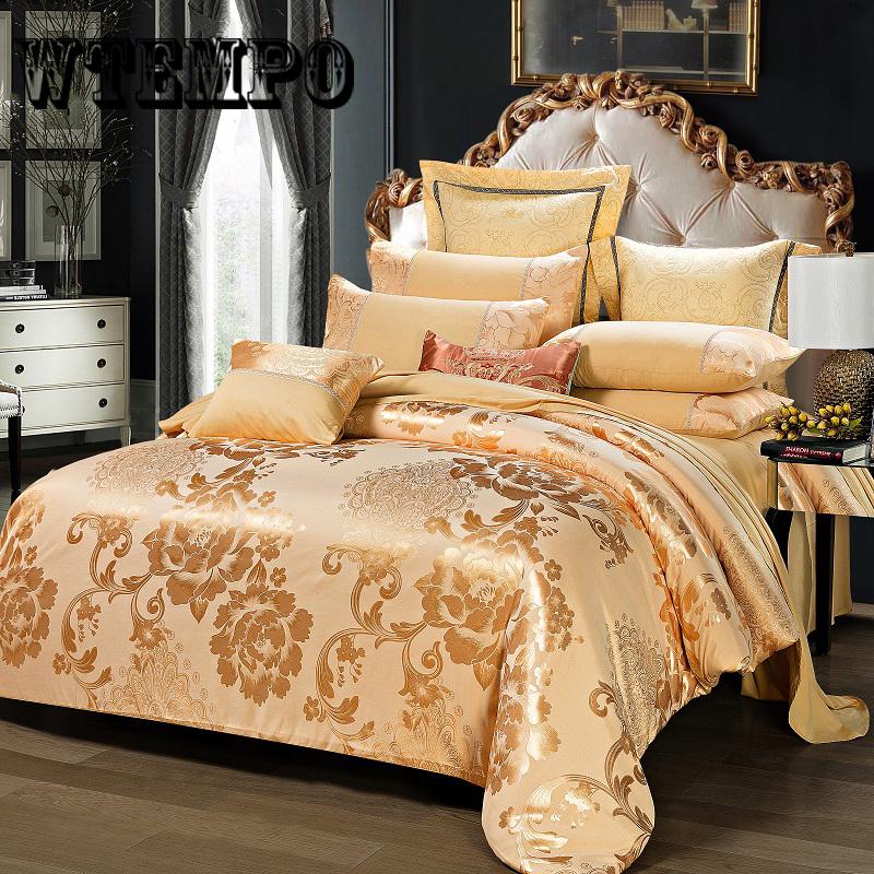 4pcs  Luxury  Jacquard Duvet Cover Home Textile Bedding Sets Bedclothes  King Queen Size Bedspread