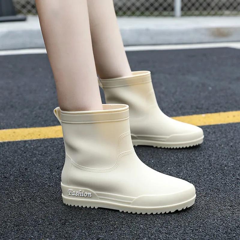 Waterproof Rain Boots for Girls Women Work Shoes Non Slip Anti Skip Water Shoes Pink Boots PVC 36-40 Size Fashion