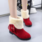 Women's Winter Non Slip Short Martin Boots Low Heel Cotton Shoes Solid Color Warm Snow Boots