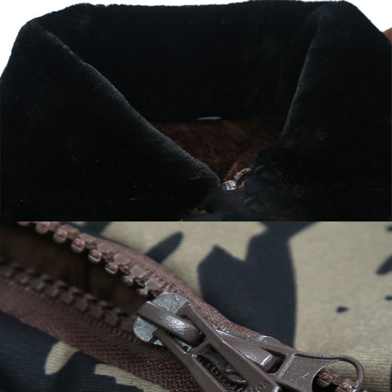 Men's Cotton Winter Plus Velvet Thick Padded Coat Cotton Coat Jacket Regular Mid-length Hooded
