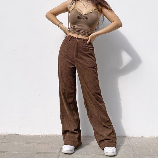 Corduroy Y2K Baggy Joggers Women Vintage Wide Leg Pants High Waist E Girl 90s Aesthetic Trousers Female Sweatpants