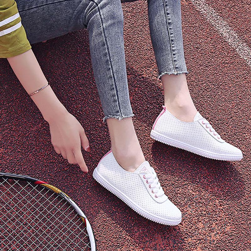 Women's Soft-soled Non-slip Flat Driving Shoes Breathable White Shoes