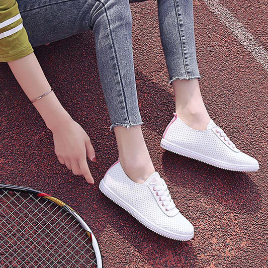 Women's Soft-soled Non-slip Flat Driving Shoes Breathable White Shoes