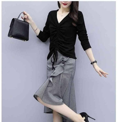 Spring and Autumn Fashion Plus Size Women's Suit Covering Belly and Slimming Two-piece Dress