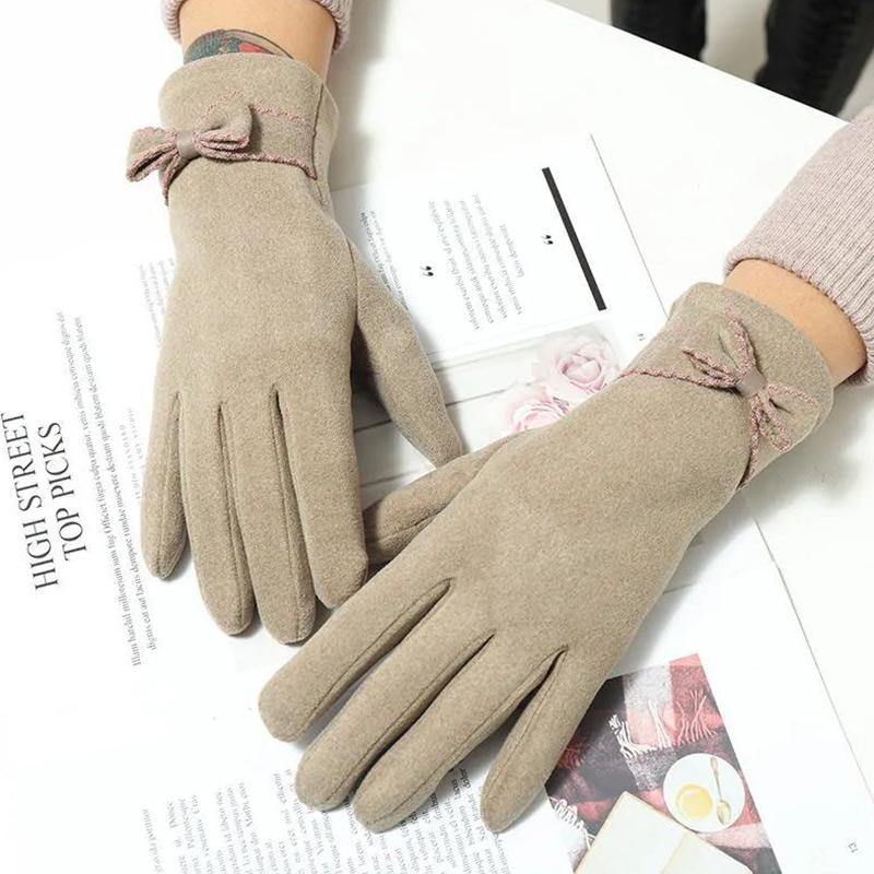 Gloves Ladies Winter Thin Section To Keep Warm Cute Students Touch Screen Cycling Driving Ladies Cold-proof Velvet Gloves