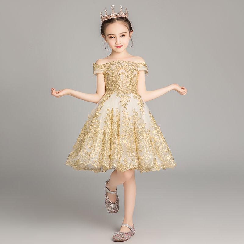 Children Dress Girls Princess Dress Little Girl Birthday Host Catwalk Piano Performance Evening Dress Summer