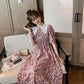 Ladies Chiffon Dress Summer Idyllic Floral Skirt Female Long Waist Waist Slimming Bottoming Dress Fabric Light and Breathable