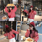 Color Striped Loose Striped Stretch Sweater Long Sleeve Round Neck Mesh Sweater Women