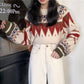 Vintage Sweater Long Sleeves O Neck Harajuku Loose Pullover Female Knitted Outwear Retro Sweater