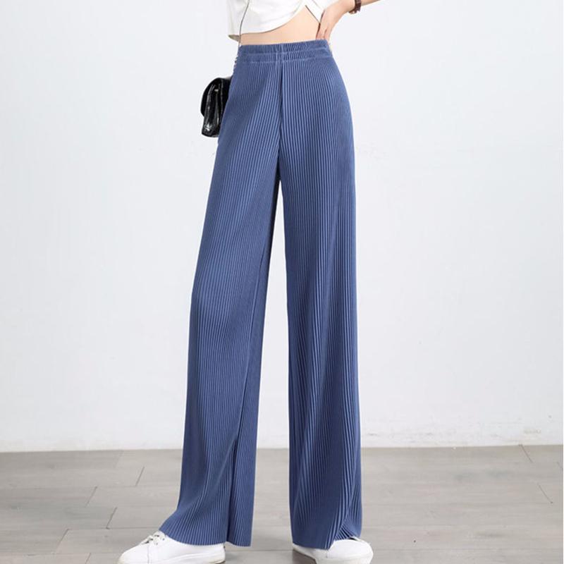 WTEMPO Wide Leg Straight Trousers Summer Cool Thin Pants Women Loose High Waist  Casual Cool Comfortable Home Go Out Party Office