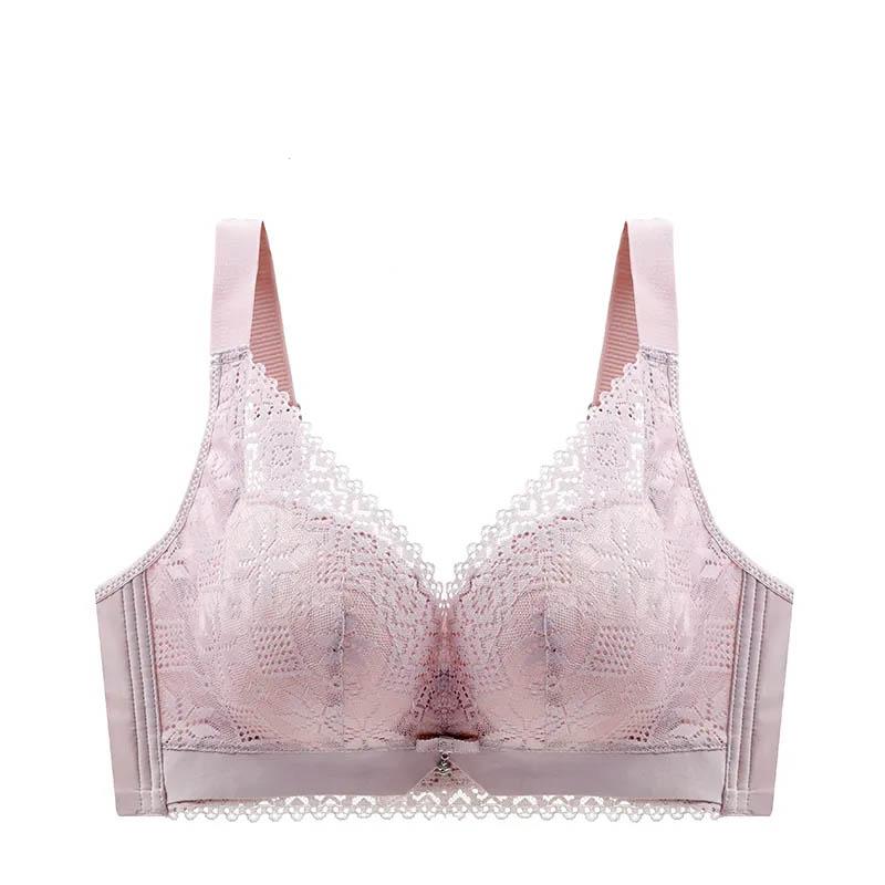 Large Size Ultra-thin Underwear Women's Summer No Steel Ring Breathable Bra Thin Section Big Breasts Show Small Breasts Sexy Bra