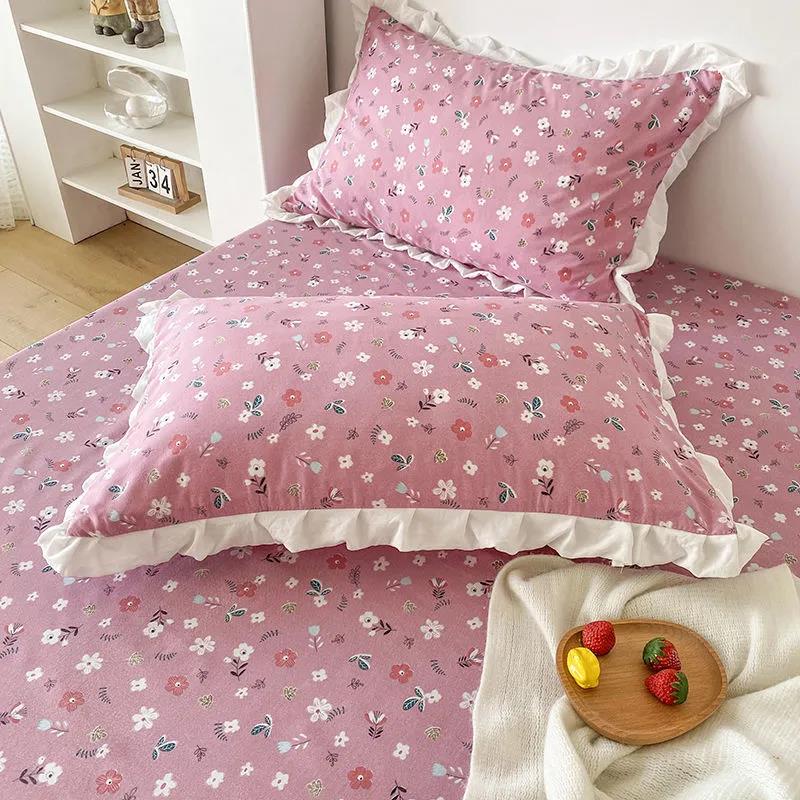 Arctic velvet Korean version small floral single pillowcase couple adult pillowcase high-end pillowcase 48*74cm