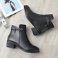 Winter Women's Leather Boots Plus Velvet Warmth Soft-soled Non-slip Short Boots Thick Heel Wear-resistant Boots