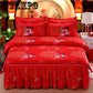 Winter Soft Padded Bed Skirt Set Bedroom Home Kits Bedding Cotton Four-piece Floral Print Quilt Cover