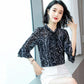 Chiffon Shirt Women's Fungus Collar Floral Trumpet Sleeve Small Shirt Elegant Bottoming Shirt