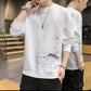 Spring and Autumn Long-sleeved Pullover Sportswear Men's Trend Round Neck Thin Section Solid Color Printing Men's Jacket Top