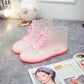 Jelly Transparent Non-slip Fashion Waterproof Shoes Rain Boots Rain Boots Rubber Shoes Overshoes Water Boots Women Short Tube Adult Summer