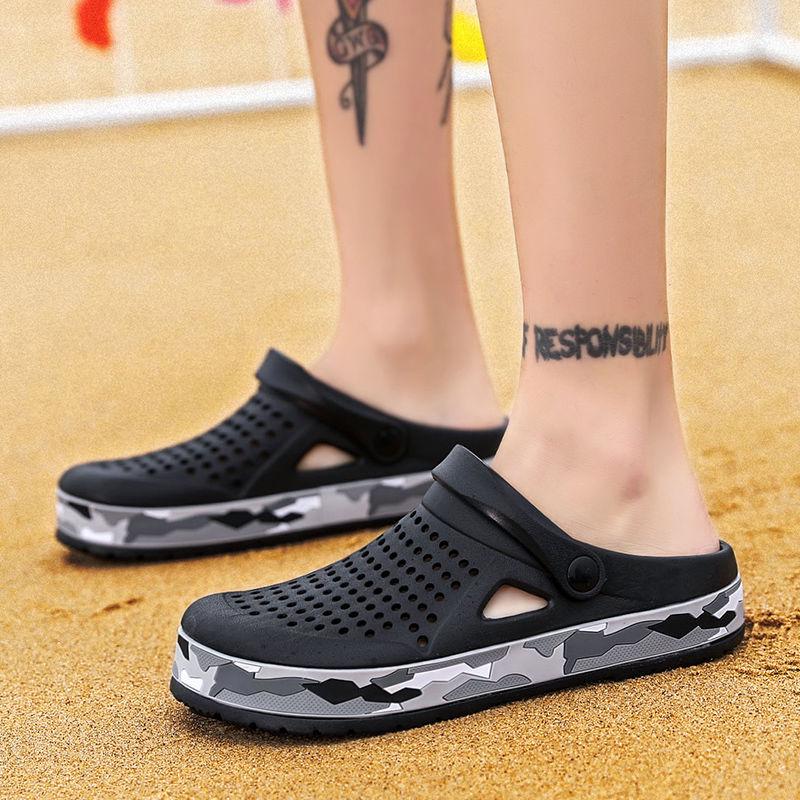 Summer men's casual slippers personality big head sandals anti-skid shoelace heel dual-use sandals