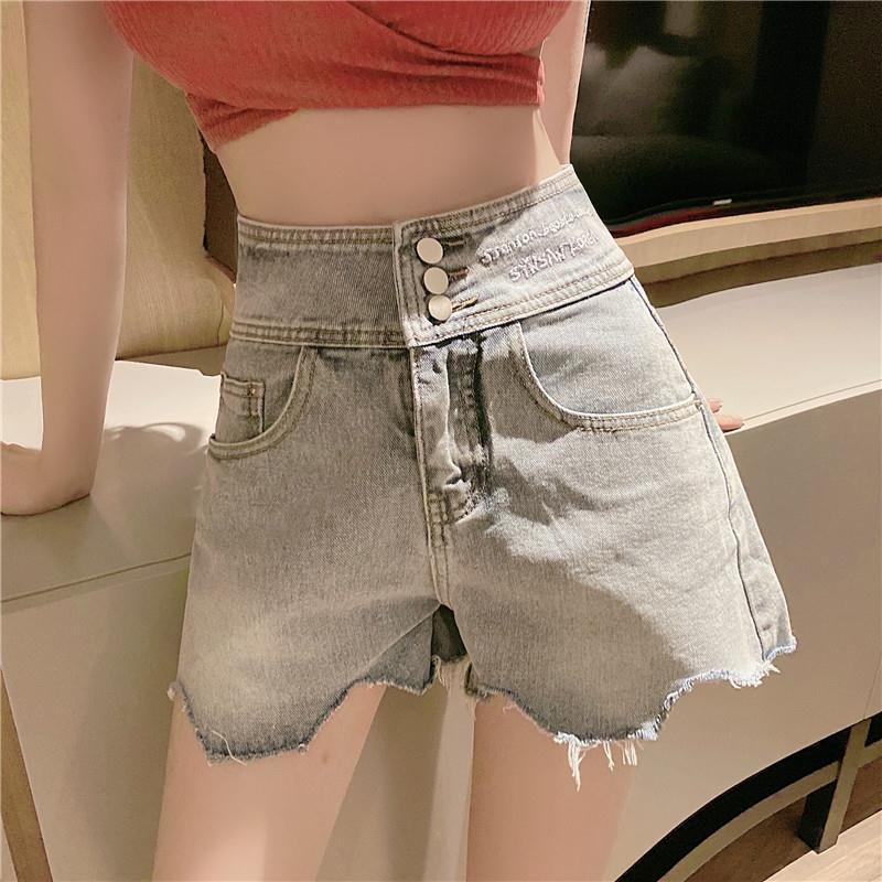 WTEMPO High Waist Raw Denim Shorts Women Summer Loose Large Size Was Thin Wide Leg Embroidery A-line Pants