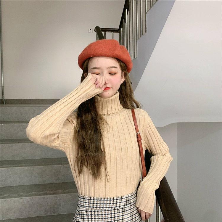 Pofulove Colorful Thick Knit Sweater Women's Pullover Long-sleeved Sweater Bottoming Shirt Wild Tops