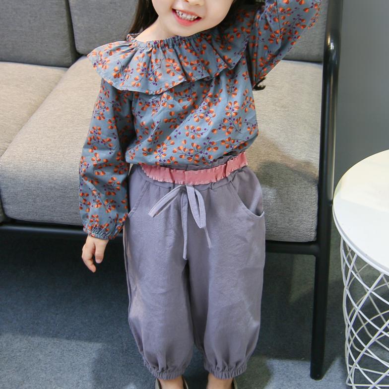 Korean Version Long Sleeve Girls' Spring and Autumn Children's Wear Floral Suit for 0-1-2-3-4 Years Old Infants