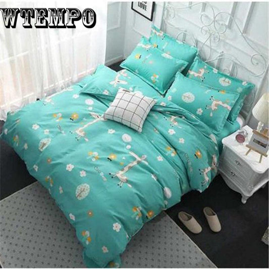 Cartoon Flamingo Bedding Sets Bed Linings Duvet Cover Bed Sheet Pillowcases Cover Set