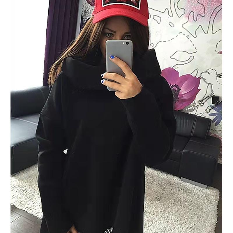 Women's Irregular Turtleneck Scarf Collar Sweatshirt Long Sleeve Pullover Sweatshirt Casual Solid Color Personalized Loose Hooded Sweatshirt