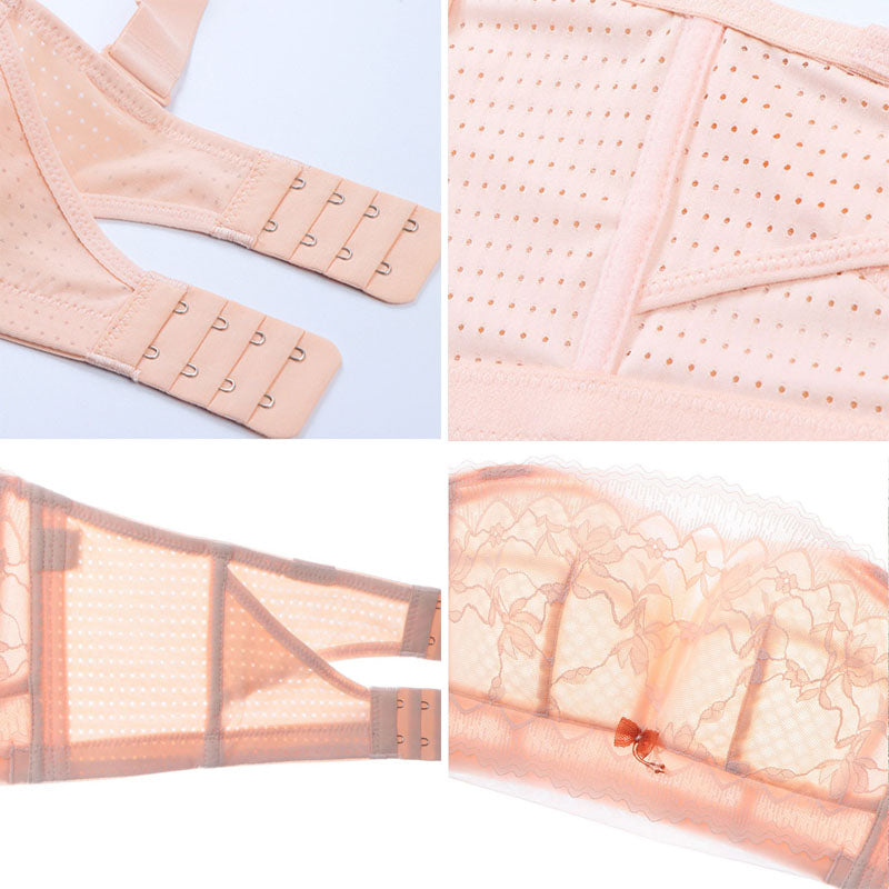 Sexy Bra Women Tube Top Lace Wireless Bralette Push Up Bra Lingerie Sheer Underwear Female Wire Free Plus Size D E Cup Thin