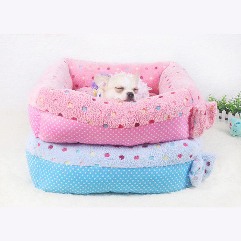 New Winter Warm Pet Bed For Dogs Cat Soft Cotton Dog Cat Bed Puppy Dot Print Cats House Plush
