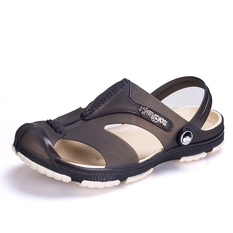 Men's Large Size Non-slip Indoor Bathroom Flat Slippers Spring Summer Outdoor Beach Baotou Slippers