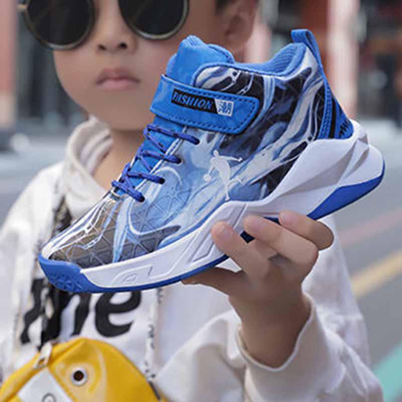 Size 31-39 Child High-top Sneakers Kids Mesh Breathable Basketball Shoes Shockproof Running Shoes Wear-resistant Deodorant Baby Shoes
