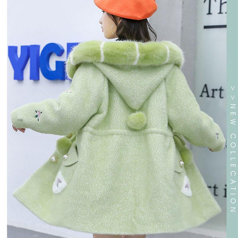 Girls' Warm and Windproof Jacket Mink Velvet Coat Korean Mid-length and Velvet Thick Winter Clothes