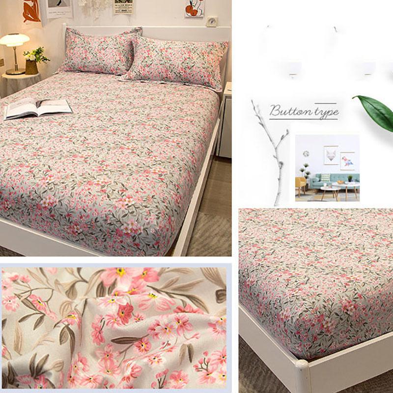 Skin-friendly Cotton Protective Cover Mattress Cover  Three-piece Non-slip Thickened Bedspread Bed Sheet Pillowcase