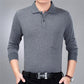 Men's Bottoming Shirt with Collar T-shirt Long-sleeved Striped Lapel Top To Keep Warm and Comfortable