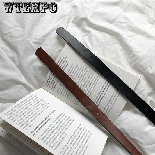 Pin Buckles Belt female deduction side gold buckle jeans wild belts for women students simple belt