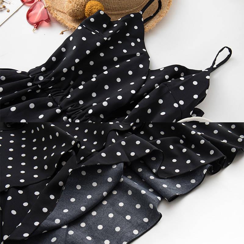 Summer Women Long Dress V-neck Sexy Spaghetti Strap Polka Dot Dress 2020 Beach Party Maxi Dress