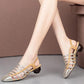Baotou Sandals Women's Thick and Summer Low-heeled Single Shoes Hollow Color Matching Large Size Women's Shoes