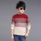 Children Sweater Boy Cardigan Thick Line Color Stripe Pattern Knit Sweater All-match Baby Swe