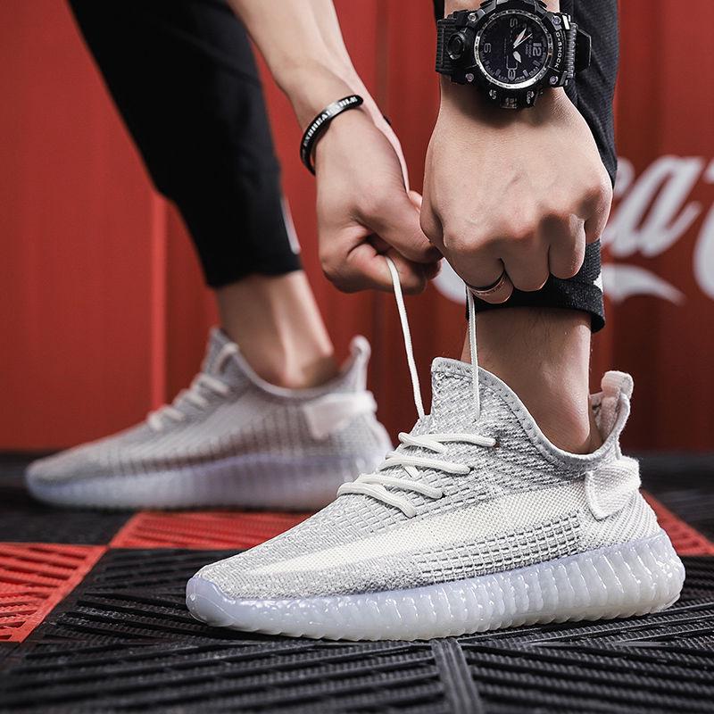 Sports shoes men's summer student net shoes men's luminous running shoes trend casual shoes
