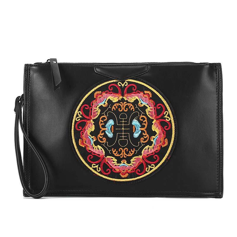 Business Briefcase Men National Style PU Leather Joker Zipper Waterproof Handbag Shoulder IPAD Bag
